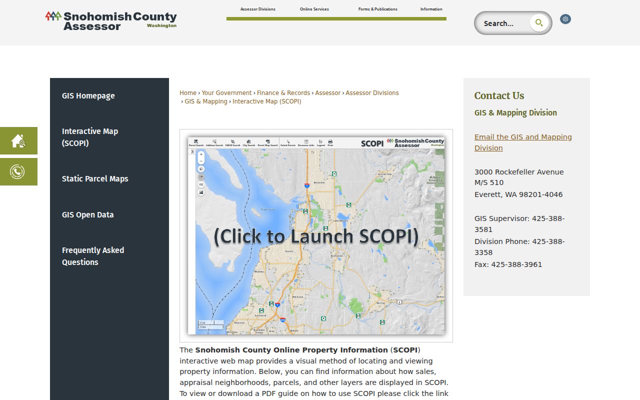 Everett residents directory SCOPI parcel map