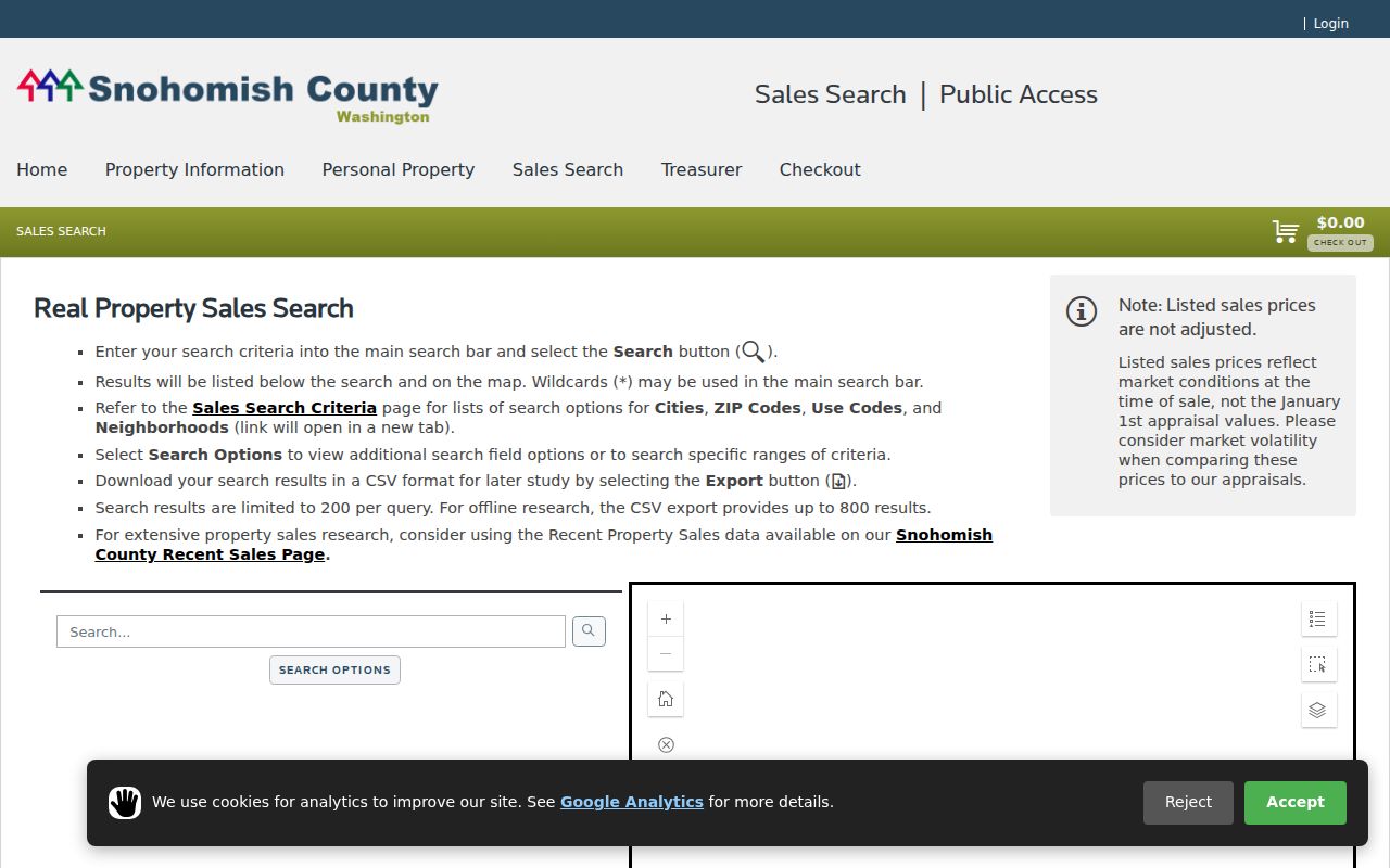 Snohomish County Sales Search ZIP filters for Everett property records